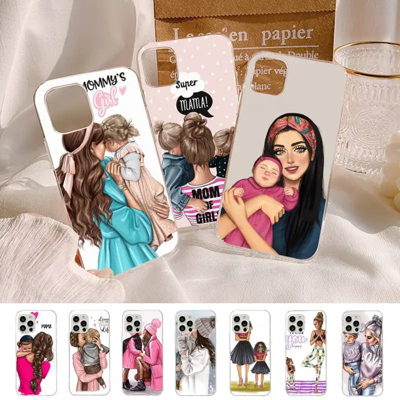 

Baby Mom Girl Phone Case for iPhone 11 12 13 Mini Pro Max 8 7 6 6S Plus X 5 SE 2020 XR XS Case shell