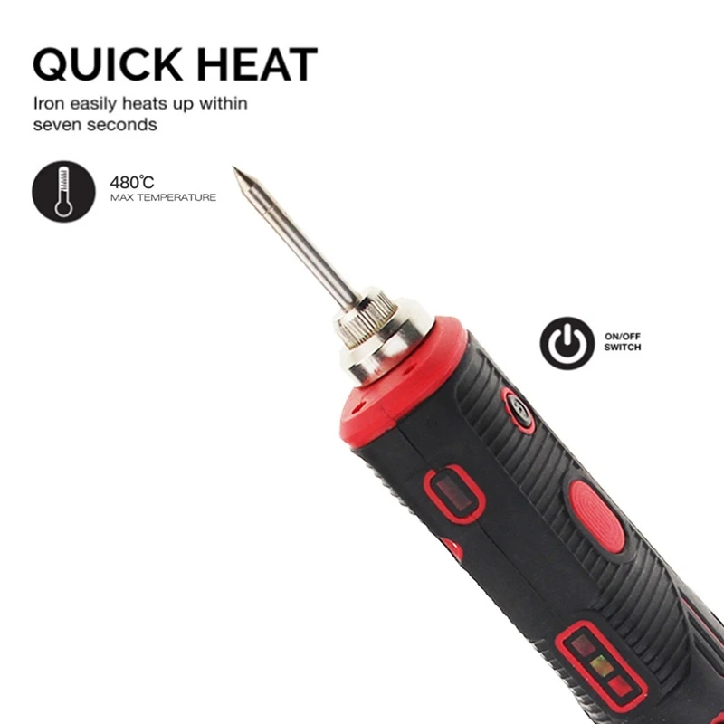

480℃ Portable Wireless Soldering Iron With LED Light Set USB Rechargeable Lithium Battery Soldering Kit Household Appliances