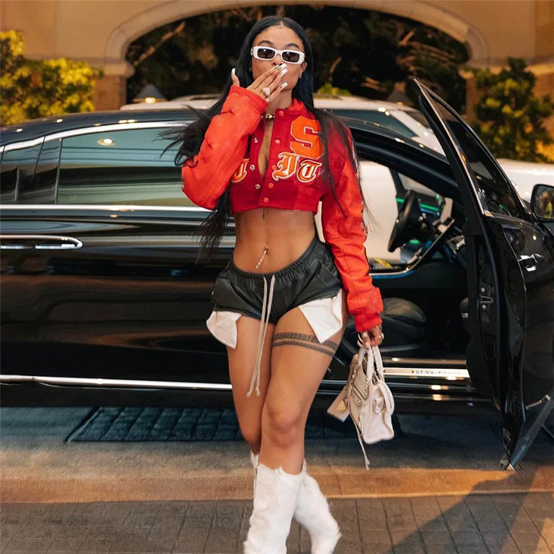 

Fall 2022 Women's New Sexy Open Umbilical Round Neck Loose Short Jacket Coat Women