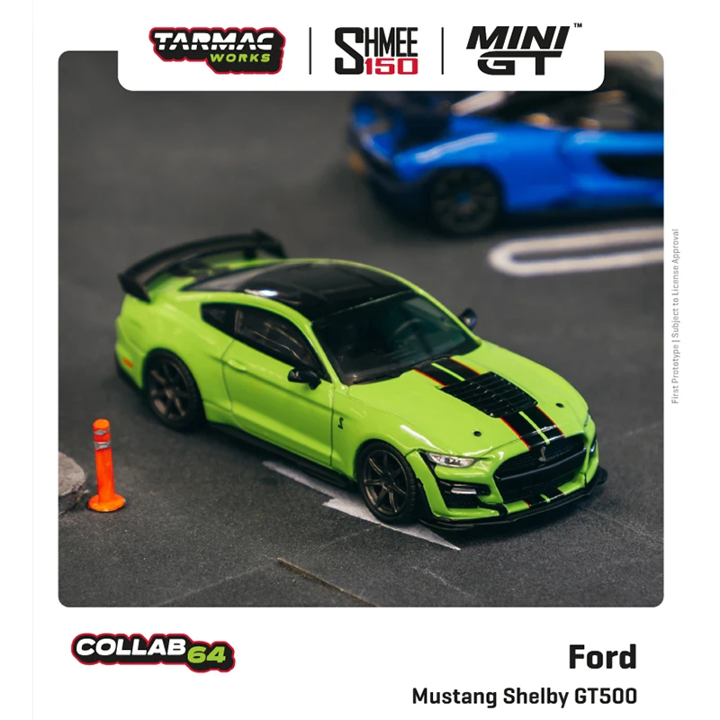 

Мини GT Tarmac работает TW 1:64 Mustang Shelby GT500, граббер из лаймового сплава, Коллекционная модель автомобиля, миниатюрные игрушки для машинок 271