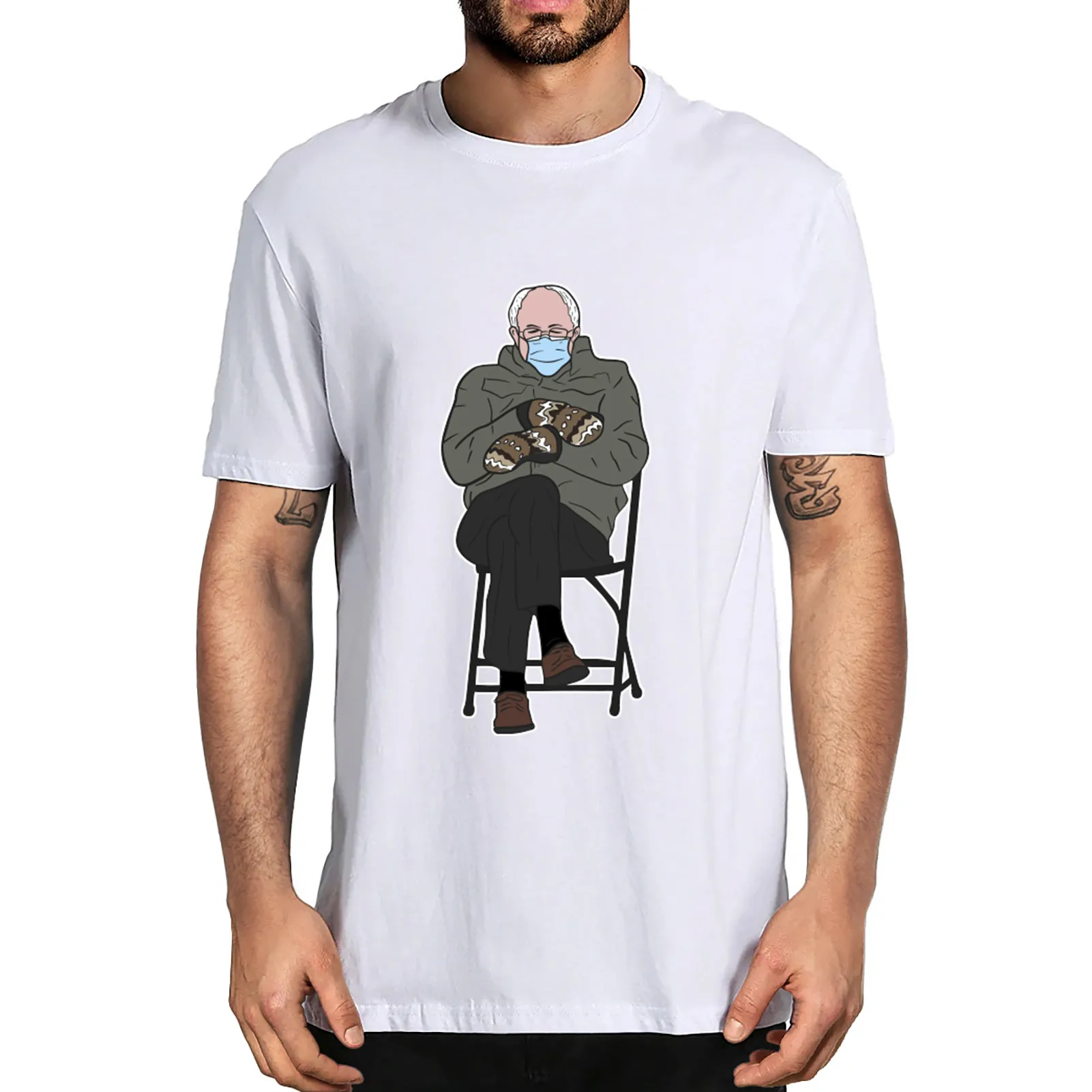 

Unisex Bernie Sanders Inauguration Meme T Shirt Grumpy Sanders Mittens Funny Bernie Men's100% Cotton T-Shirt Women Top Tee Gifts