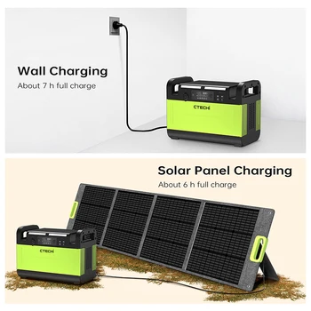 CTECHi Portable Power Station 1500W 1210Wh Solar Generator with Solar Panel 20V 200W 230V Pure Sine Wave Power for Camping 2