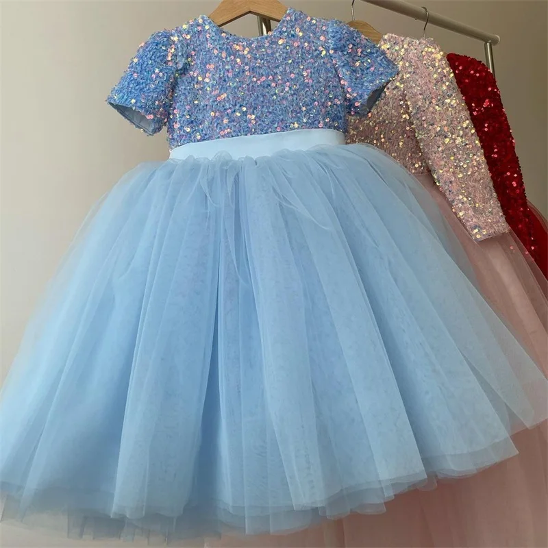 

Girls Princess Dress Sequin Party Chidlren Clothes Flower Girls Bridesmaid Prom Gown Kids Tutu Dresses for Girl Wedding Dresses
