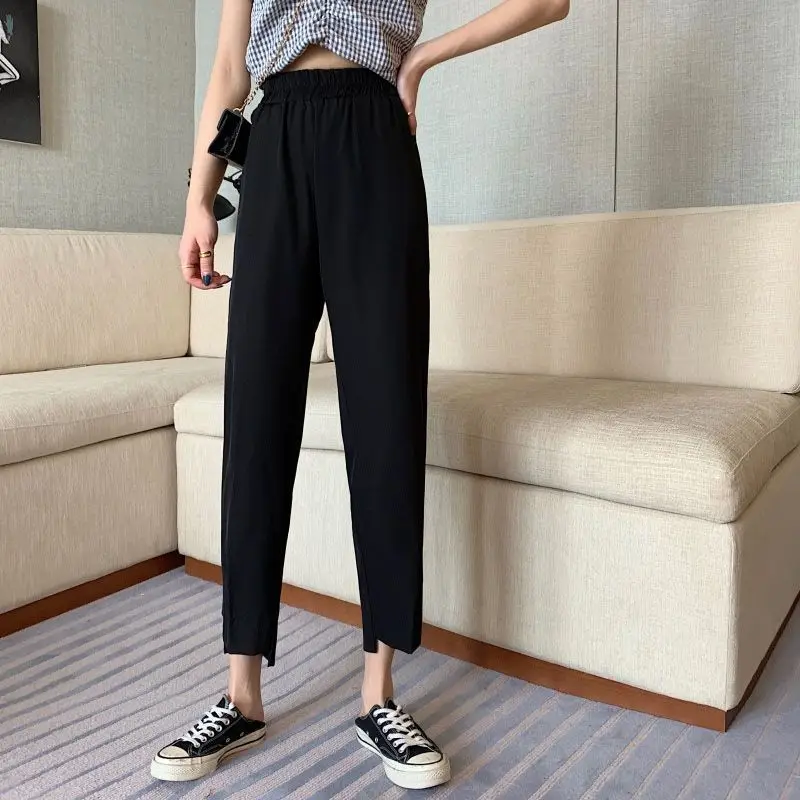 Fashion Loose Nine-point Harun Pants Ladies New Irregular Straight Trousers for Spring Summer Versatile Casual Women Clothing