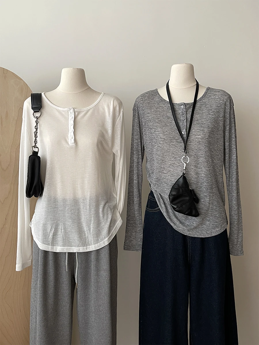 Ренес Смысл релаксации! Осень 2024 микропрозрачная ткань/элегантная простая серая