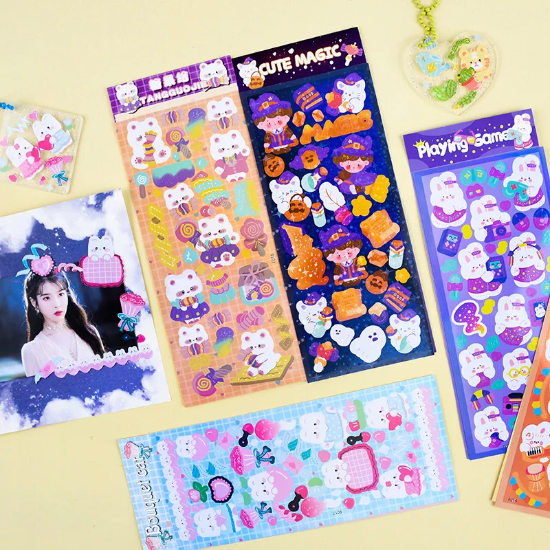 

Голографическая лазерная наклейка серии осенний лес, мультяшная наклейка для бумажника, карточки, наклейка для ноутбука, украшение, детски...