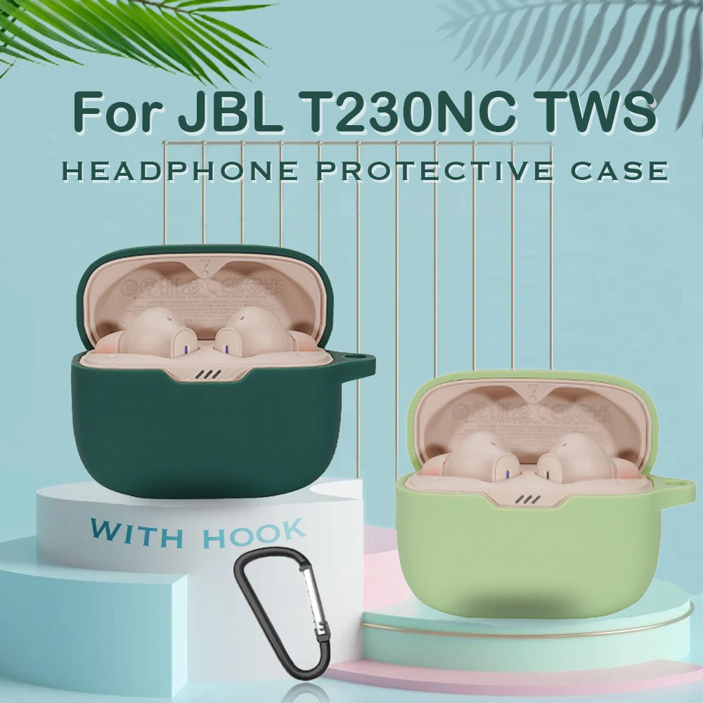 

Silicone Protective Anti-drop Cover For JBL Tune T230NC TWS Wireless Bluetooth Earphones Case With Anti-Lost Buckle Accessories