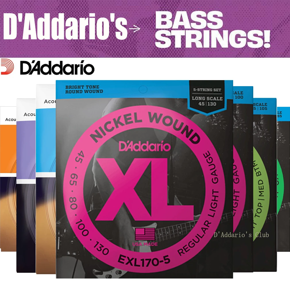 

D'Addario EXL170-5 Bass Guitar 5 String Light 45-130 XL Nickel EXL220 /170 /165 Musical Instruments Accessories Free Shipping