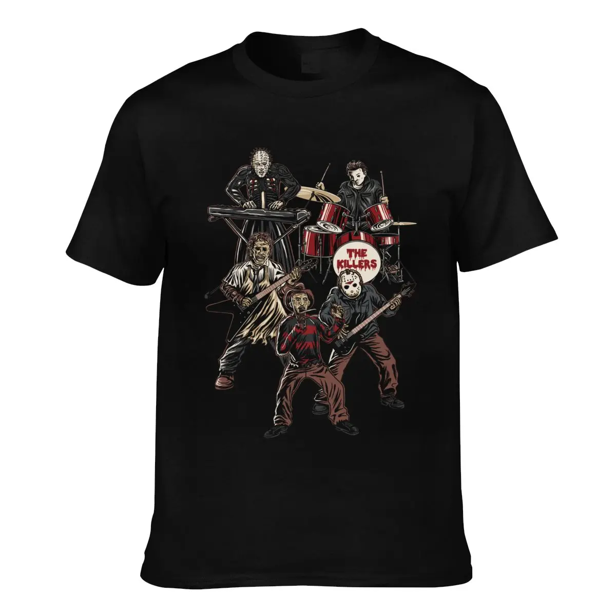 

Leatherface Death Metal Killer T Shirt Music Horror Novelty O Neck T Shirts Essential for Men Print Tops