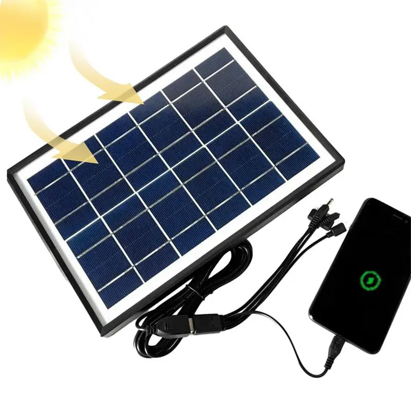 6W Portable USB Solar Panel Kit Solar Battery Charger With USB Port For Outdoor Camping Phone Tablets Charging Polysilicon Solar
