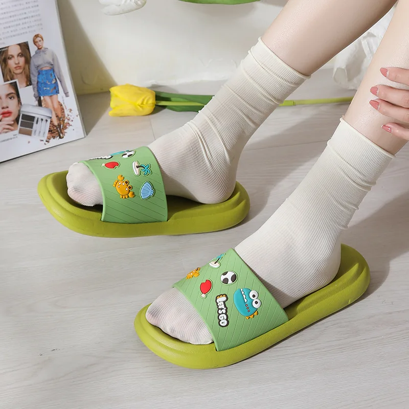 Summer Slippers Home Spot Non-Slip Cartoon Couple Slippers  Shoes for Women Wear-resistant Comfortable Fashion