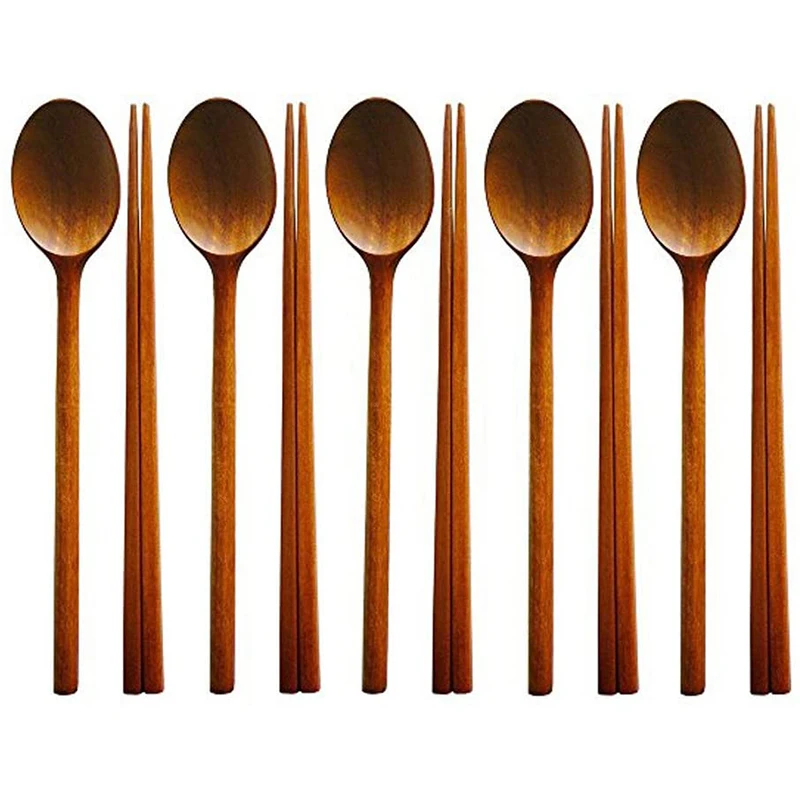 

HOT Handmade Jujube Tree Wooden Korean Dinnerware Combinations Utensil,5 Set Of Spoons And Chopsticks