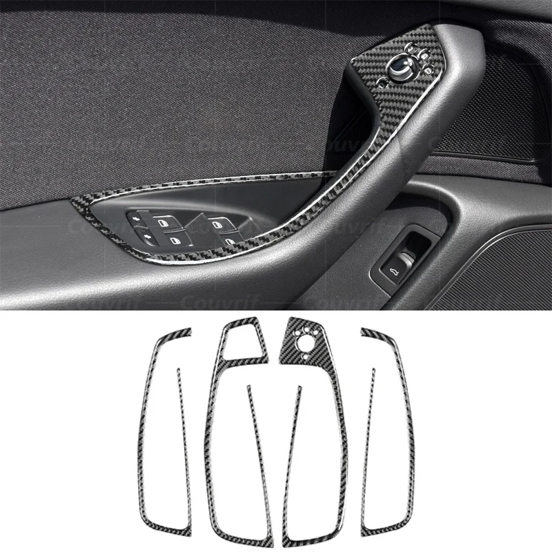 

Carbon Fiber Car Cover Window Lift Switch Button Panel Decoration Sticker Decal Cover For Audi A6 C7 4G C7 2012-2018 Accessories
