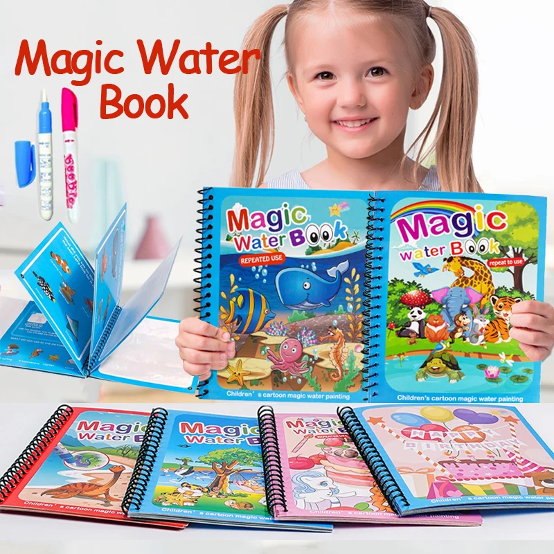 

Kids Montessori Toys Reusable Coloring Book Magic Water Drawing Book Painting Drawing Toys Sensory Early Education Toys for Kids