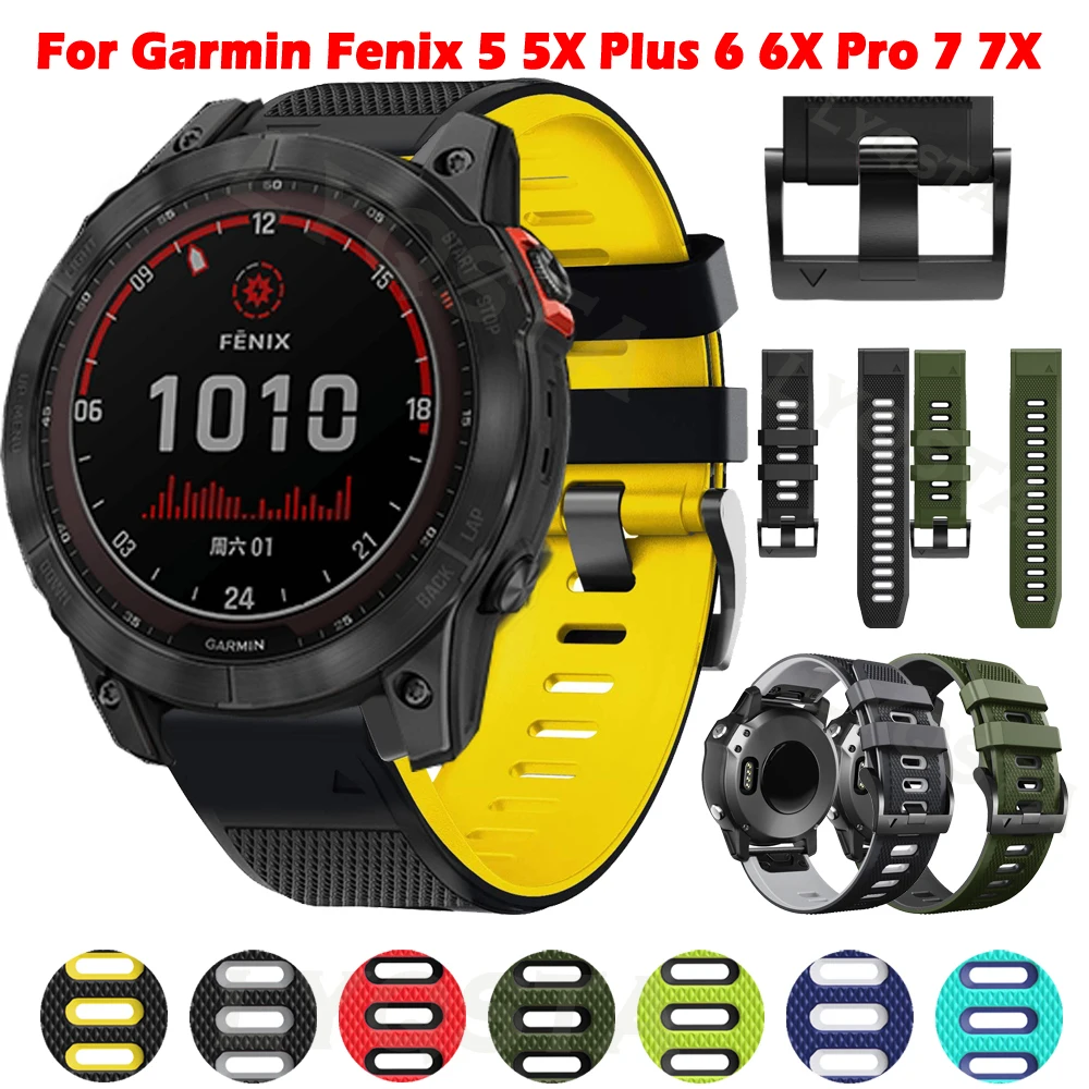 

Ремешок силиконовый для наручных часов Garmin Fenix 6 6X Pro 5X 5 Plus 3HR 935 945 Fenix 7X 7, 22 26 мм