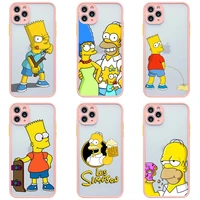homer simpson bart simpson phone case for iphone 13 12 11 pro max mini xs 8 7 plus se 2020 xr light pink matte transparent cover