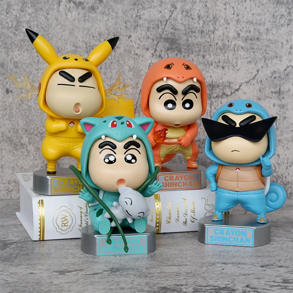 

Pokemon Crayon Shin-chan Anime Figure Kawaii Pikachu Squirtle Charmander Bulbasaur Toys Model Room Ornament Kids Festivals Gifts