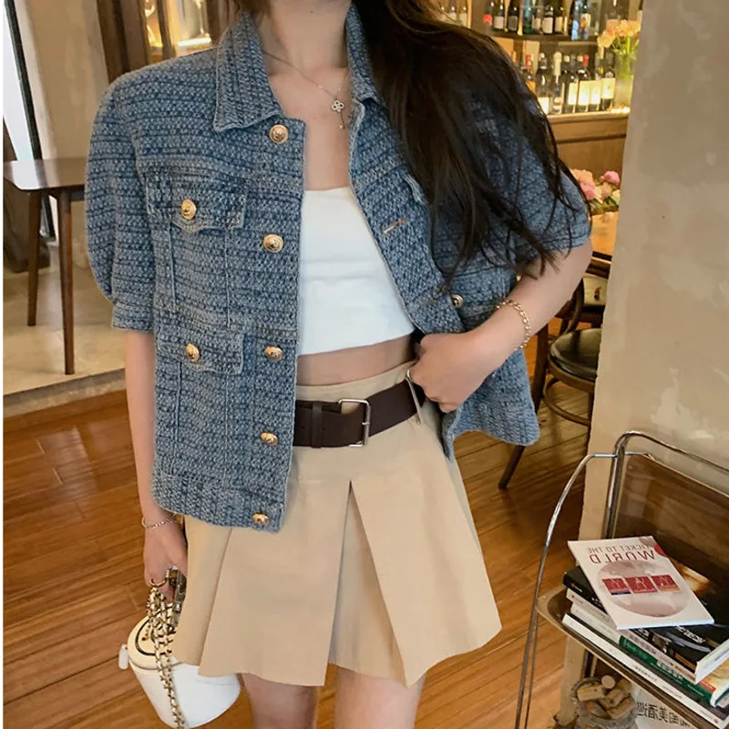 Женская джинсовая куртка свободная ковбойская в Корейском стиле с короткими