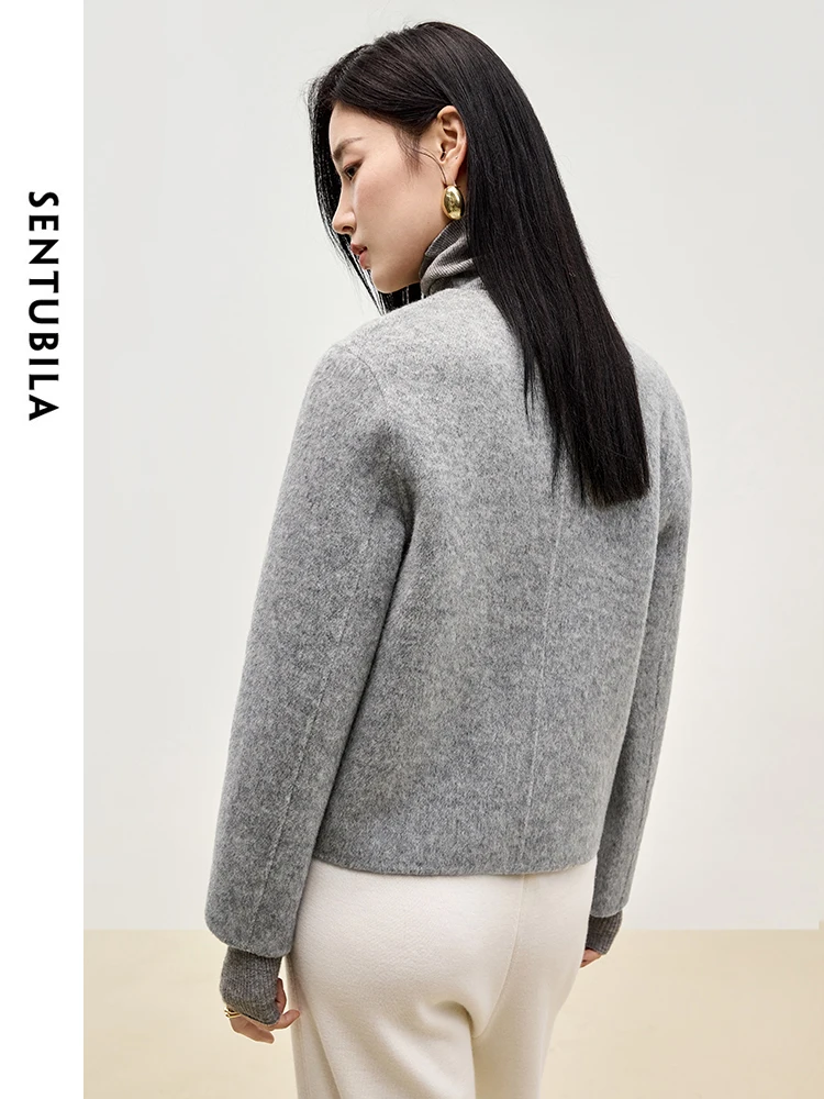 Женское двубортное шерстяное пальто SENTUBILA