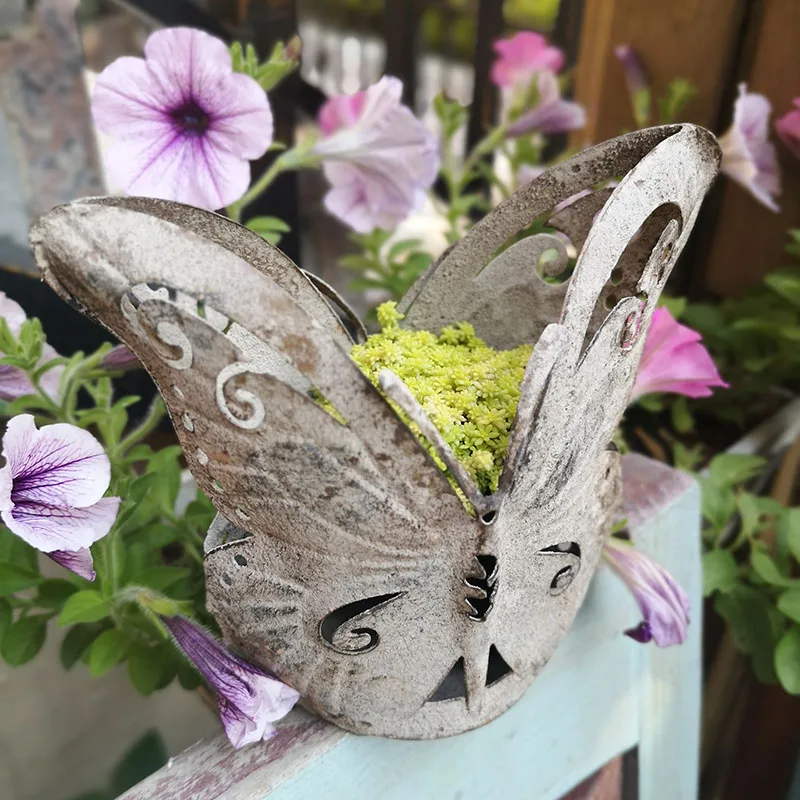 

butterfly design garden decorative retro vintage metal planters