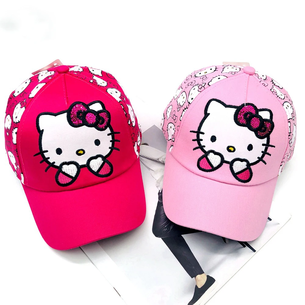 

Hello Kitty Baseball Caps Sanrio Figure Hello Kitty Summer Outdoor Sun Hat for Girls Cute Breathable Adjustable Caps Kids Gifts