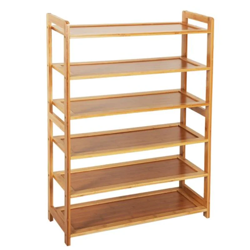 

Concise Rectangle 6 Tiers Bamboo Shoe Rack Wood Color[US Stock]