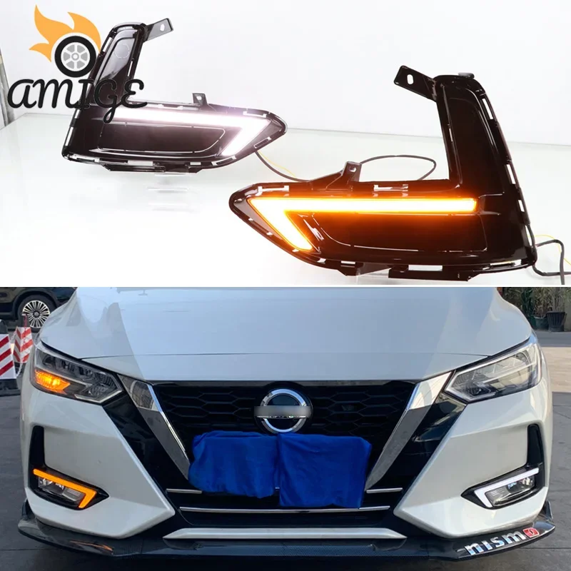 Светодиодные дневные фары DRL для Nissan Sentra Sylphy 2019 2020 12 В светодиодные желтые