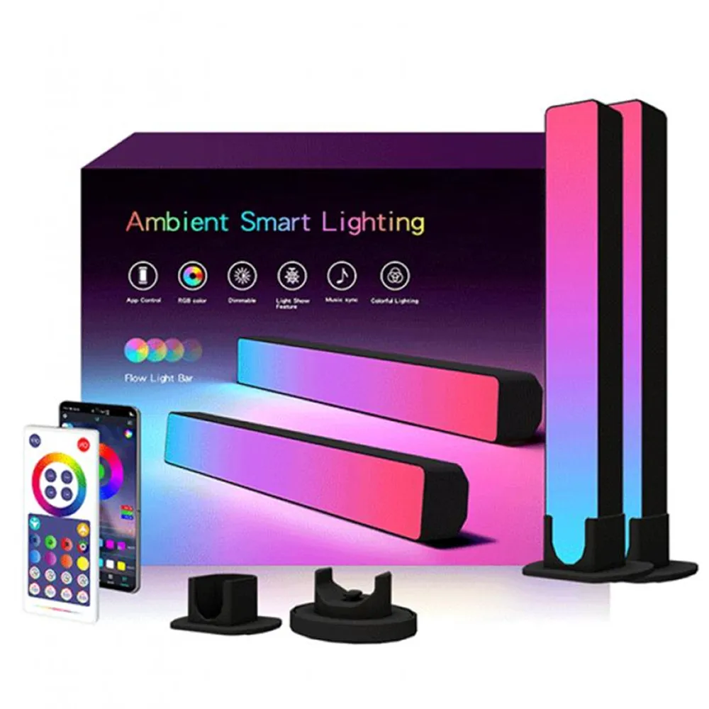 2PCS LED Pickup Light RGB Smart APP Control Symphony Lamp Bar WiFi Bluetooth Desktop Ambient Light Voice Activated Rhythm Lights
