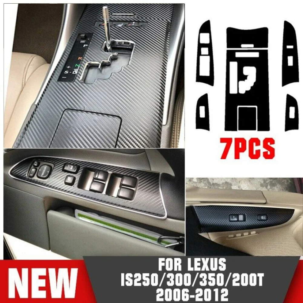 

7PCS Car Interior Stickers For LEXUS IS250 300 350 2006 - 2012 Carbon Fiber Gear Shift Box Panel Cover Trim High Quality
