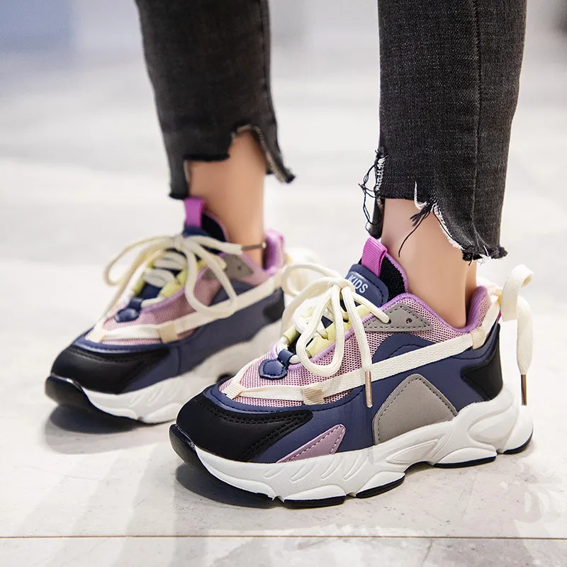 2022 Fashion Colorful Breathable Mesh Kid Sneakers Outdoor Running Shoes Child Girl Platform Sports Shoes for Girls basket fille