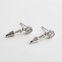 new sterling silver stud earrings womens diamond simple fashion silver earring trend plain silver ear pin