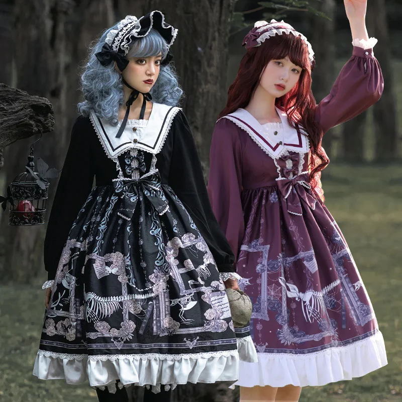 

The Lost Dream ~ Gothic Lolita Dress Long Sleeve Sailor Collar Party Dress