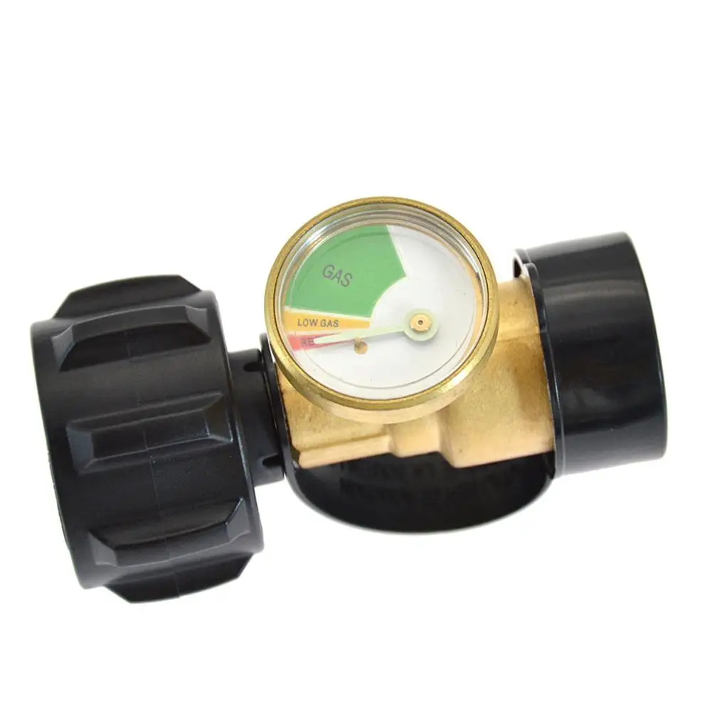 

Outdoor Gas Tank Inflation Adapter With Luminous Pressure Visual Gauge Brass Gas Bottle Cylinder Connector Us Plug