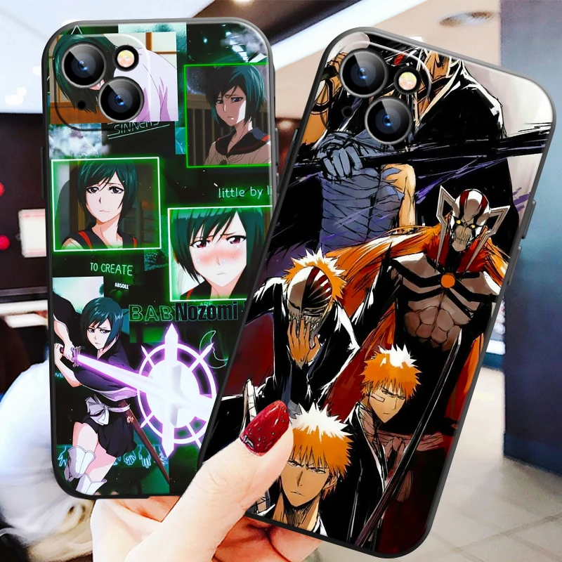 

Japan BLEACH Ichigo Kurosaki Manga Phone Case For Apple iPhone 13 12 11 Pro 12 13 Mini X XR XS Max SE 6 6s 7 8 Plus Black Soft
