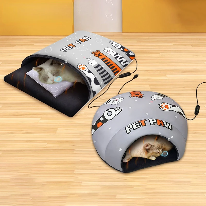 

Электрическое одеяло для кошек, Подогреваемая кровать для кошек и собак, зимняя подстилка для домашних животных, круглая подстилка для коше...