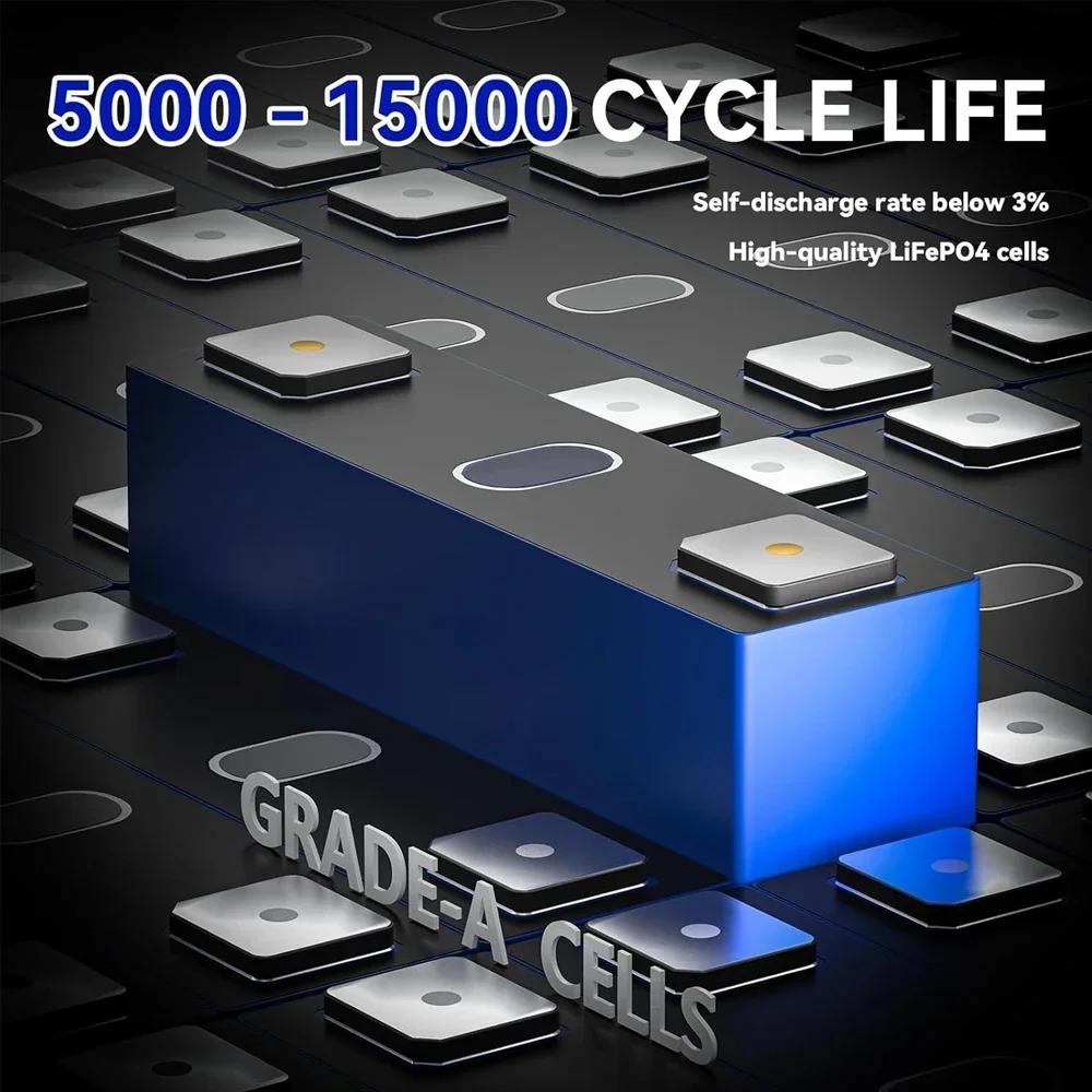 Фото Литиевая батарея LiFePO4, 24 В, 200 Ач, встроенная BMS, 200 А, аккумуляторная батарея, для автофургона/кемпера, солнечной батареи, морской, Overland/Van, автономной сети №3