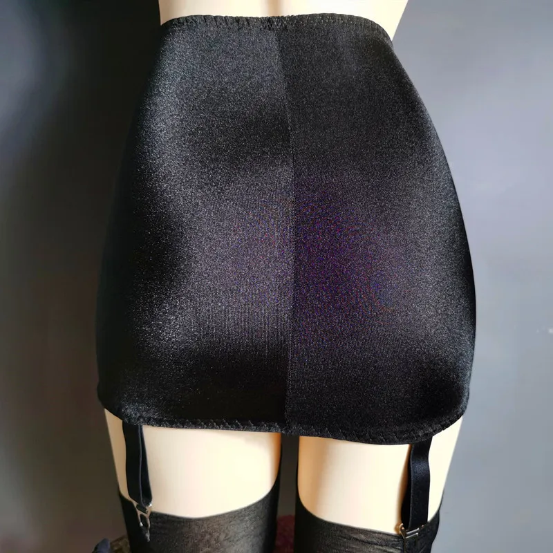 Women Vintage Open Bottom Girdle Garters with 6 Straps Sexy Metal Clips Suspender Belt with Thigh High Stockings Lingerie