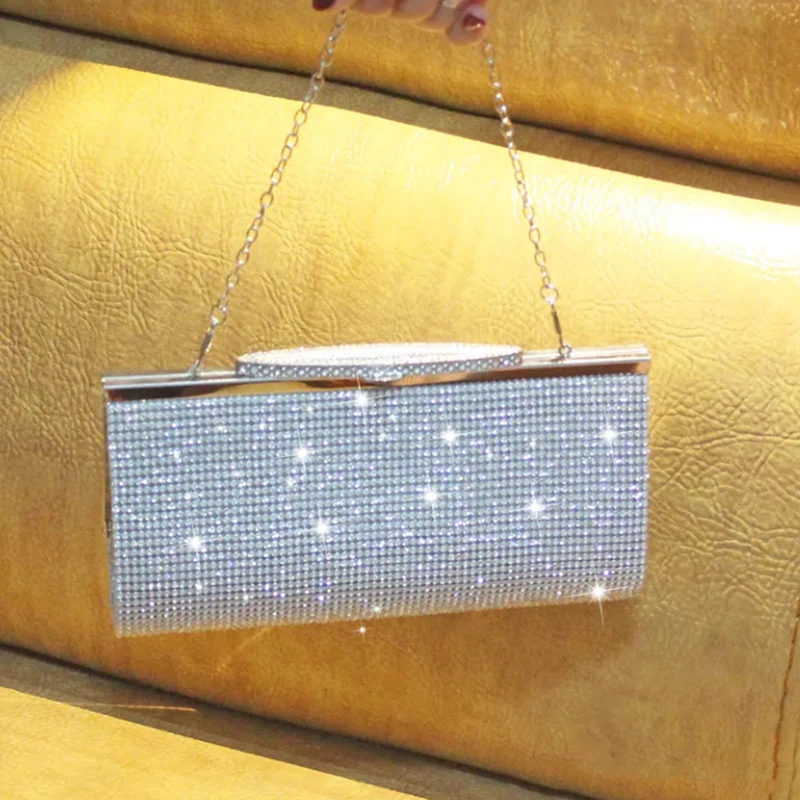 Diamond-inlaid clutch bag rhinestone party dress bag diamond dinner bag European and American fashion chain bag bridal bridesmai