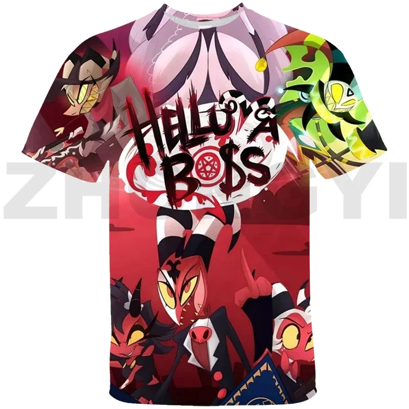 Модные 3D футболки Helluva Boss Graphic повседневные летние мужские с коротким рукавом Y2K