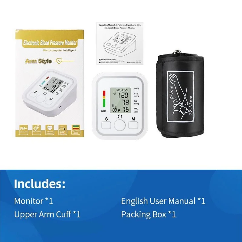 LINGKUN цифровой монитор артериального давления испанский голос медицинский