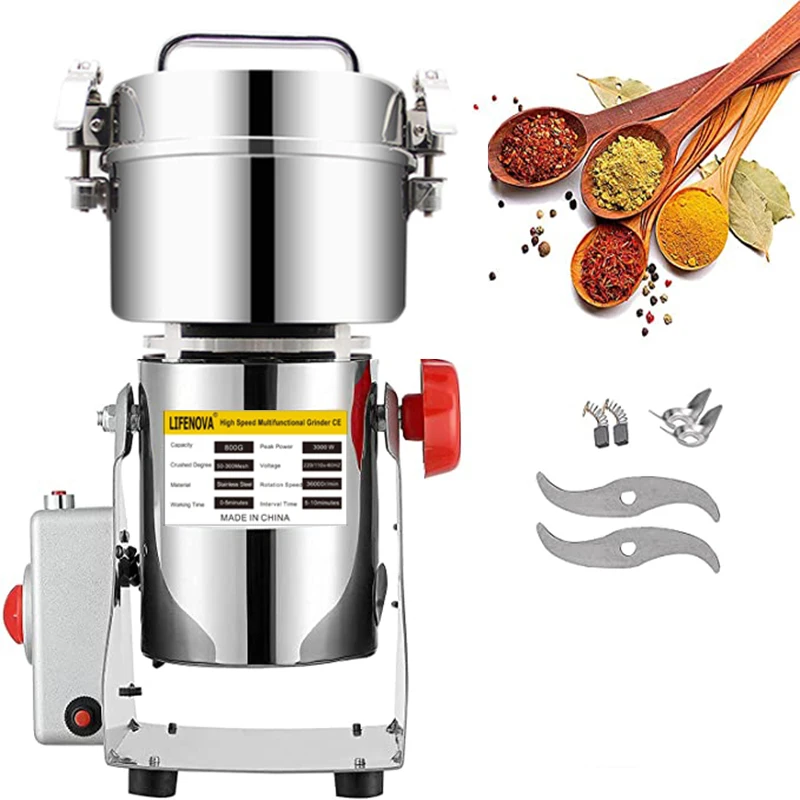 

800G Grains Spices Hebals Cereals Coffee Dry Food Grinder Mill Grinding Machine Gristmill Flour Powder crusher