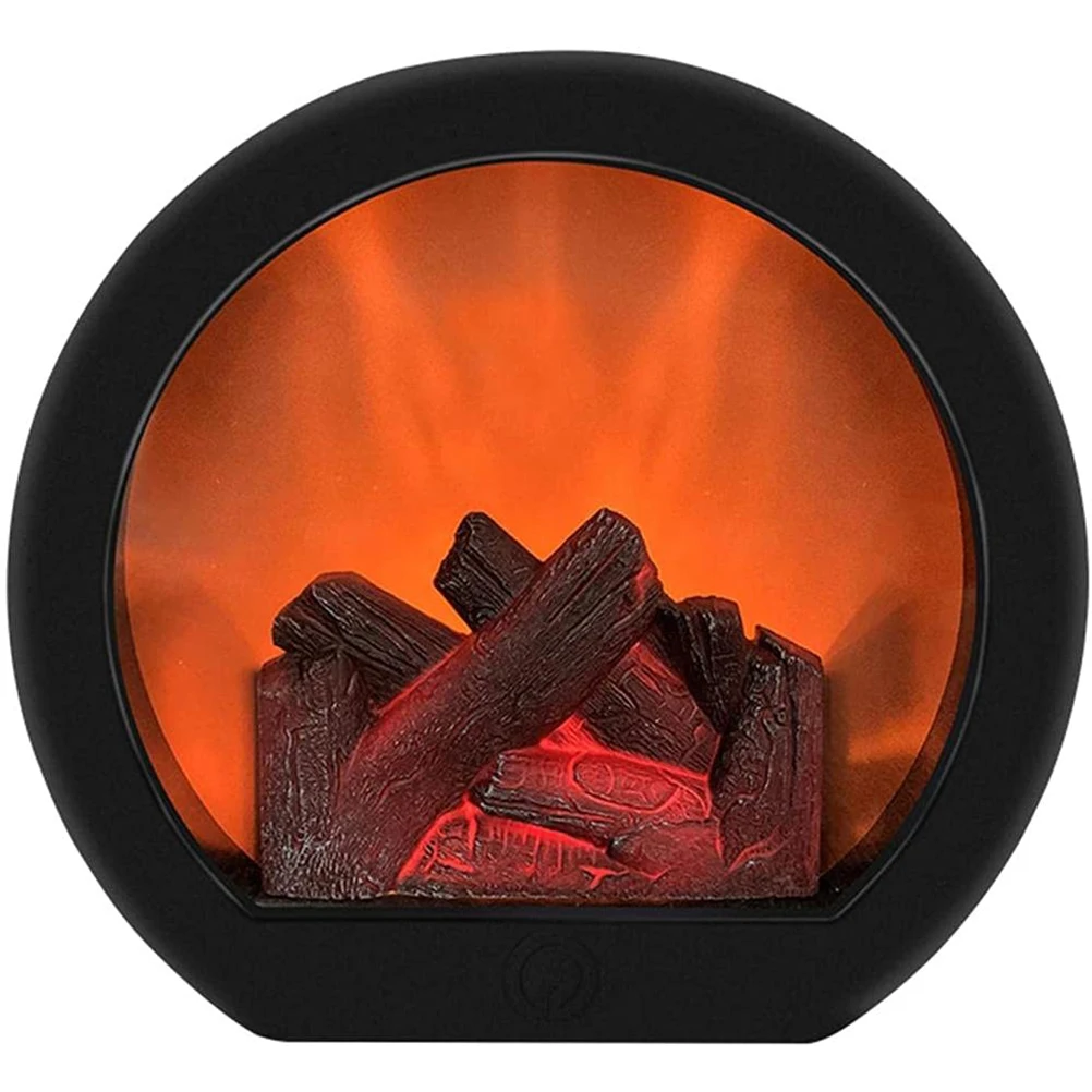 "Touch Switch LED Fireplace Lantern with Realistic Flame for Home Decor"
