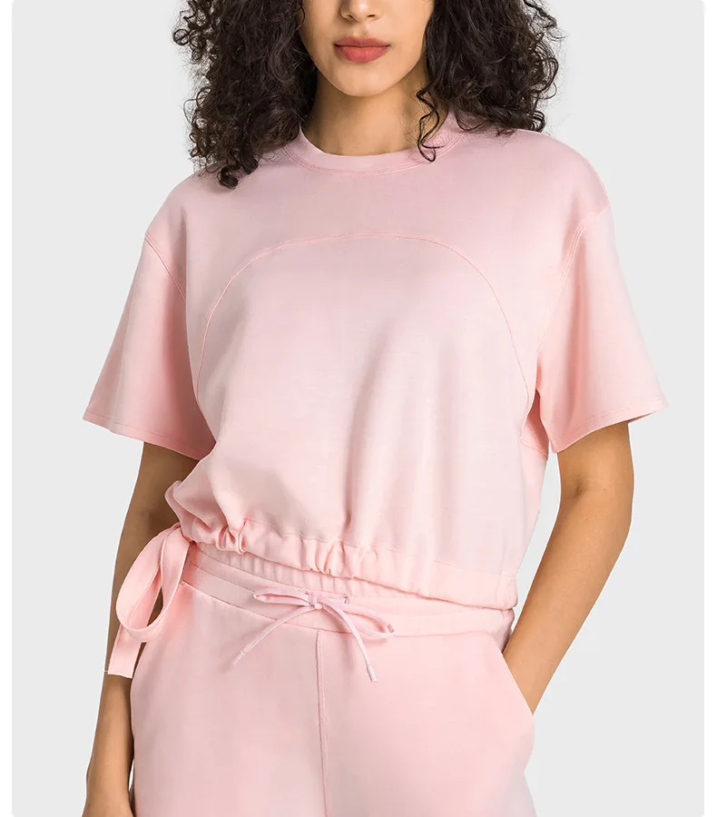 LuluTop Women Gym Sport Shirts Women's Short Sleeve Top Yoga Crop Womens Clothing T-shirts Outdoor Leisure Jogging Sportswear