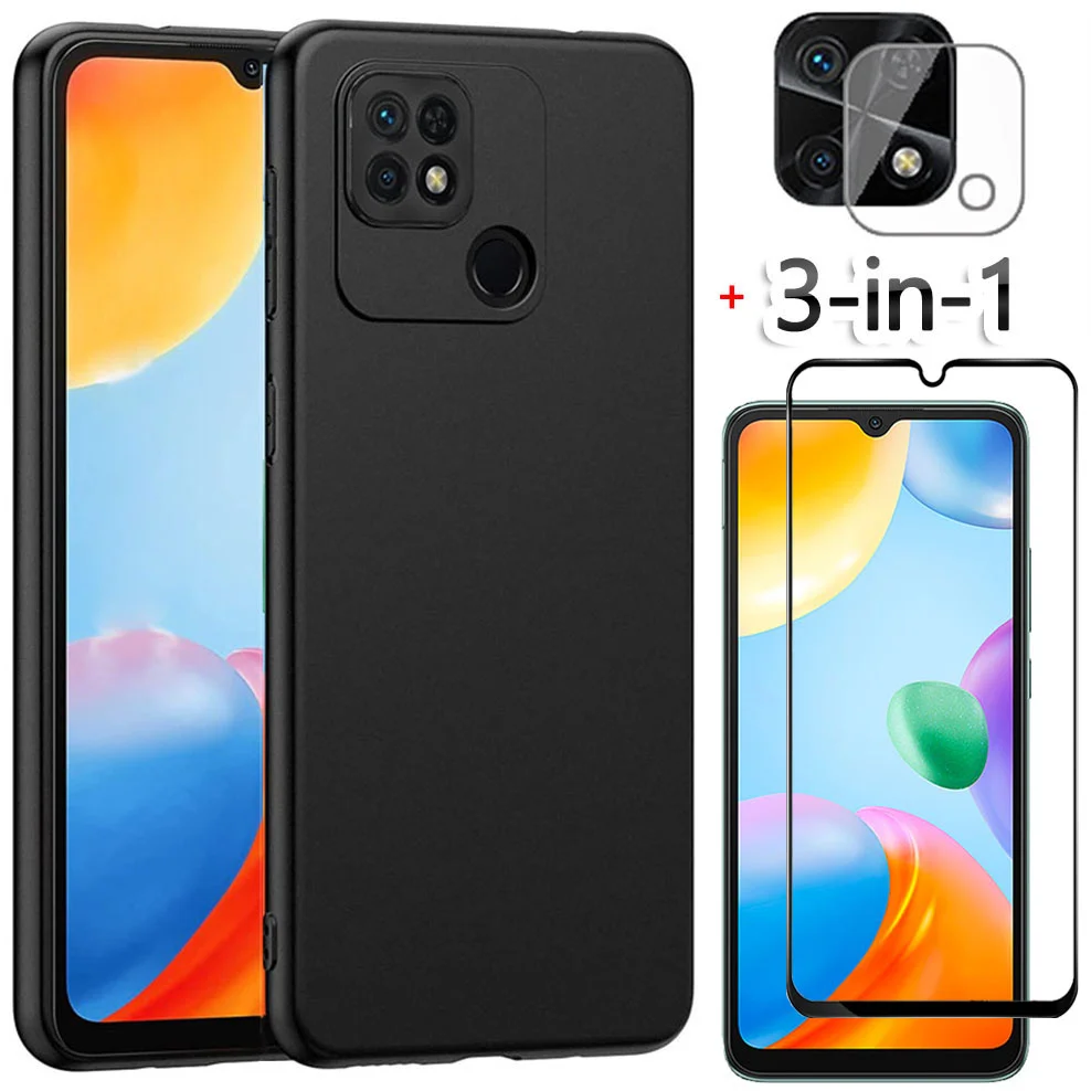 

tpu case for redmi 10c, tempered glass + case xiaomi redmi 10 c soft anti-shock phone cases redmi 10 a cover redmi 10c 10a case