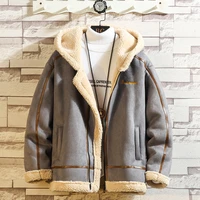 men clothing winter new faux fur one trend fashion faux lamb fur hooded casual mens cotton jacket men bomber jacket clothes