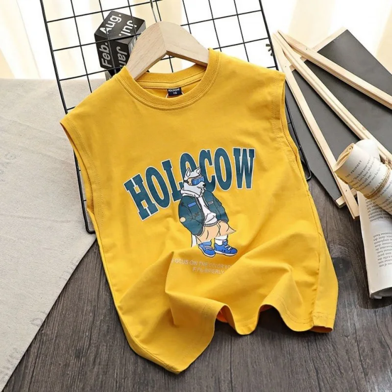 

Children Sleeveless T-shirt Boys Girls Sports Waistcoats Loose Breathable Top for Kids Hip-hop Vest for Teen Baby Outfits 3-12T