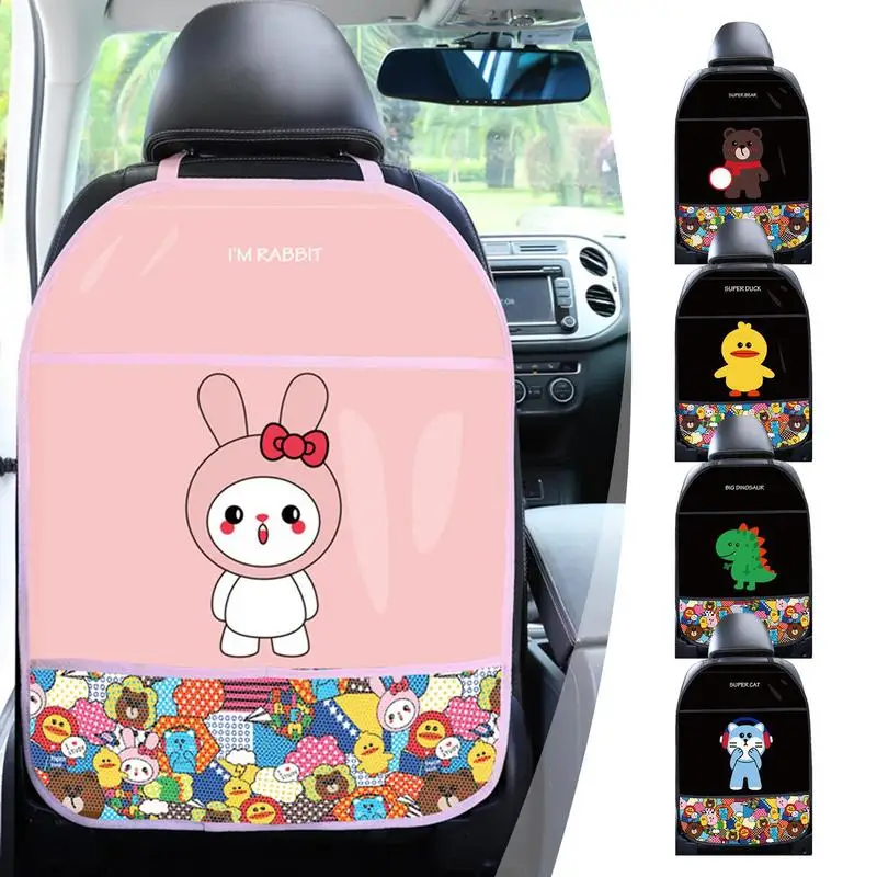 

Car Seat Kick Protector Back Organizer With Cartoon Pattern Multiple Pockets Interior Backrest Protective Pad Car Accessories