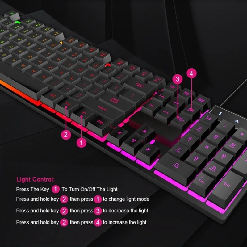 

USB Wired Gaming Keyboard 104 Keycaps Gamer Key Board with B