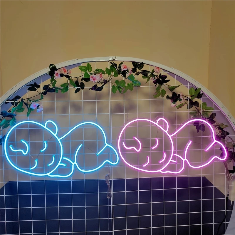 Wanxing Neon Sign Custom Led Twin Baby Bedroom Decoration Wall Mural Personalized For Home Boy Or Girl Kids Room Gift Night Lamp