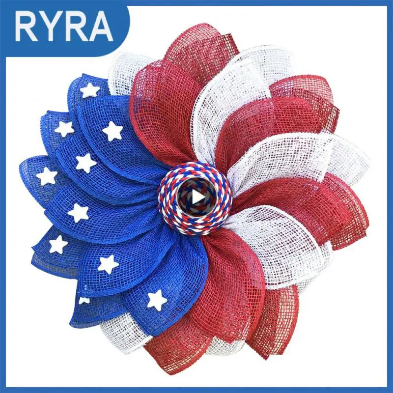 

Hanging Wreath Household For Front Door Garland Patriot Wreath Party Decoration Door Hanging Decoration Independence Day 35cm